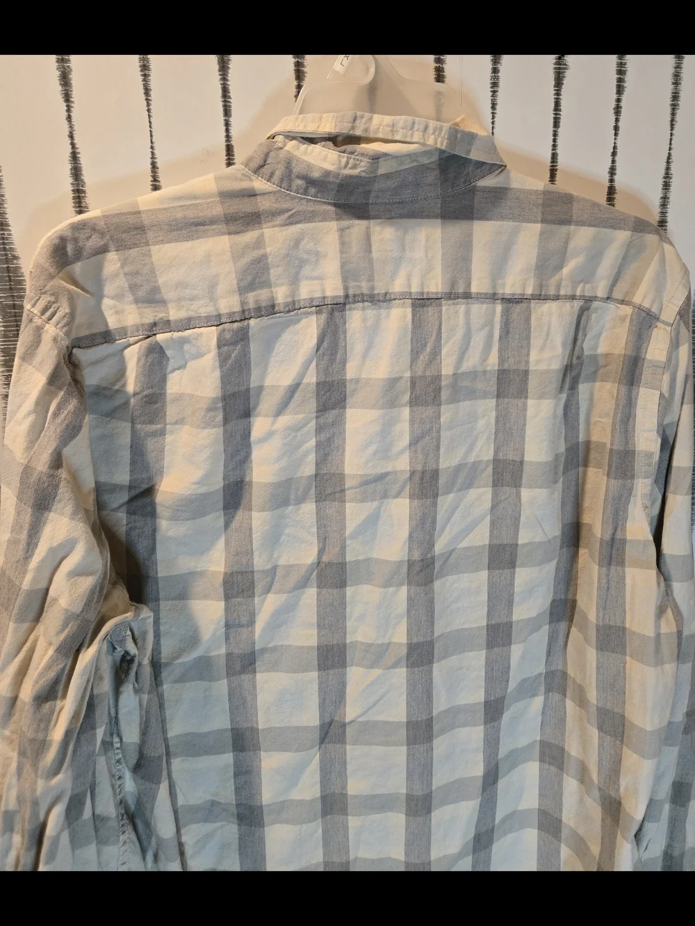 J.Crew Mercantile Flex Gray & Cream Buffalo Plaid Button Down Shirt Size Large